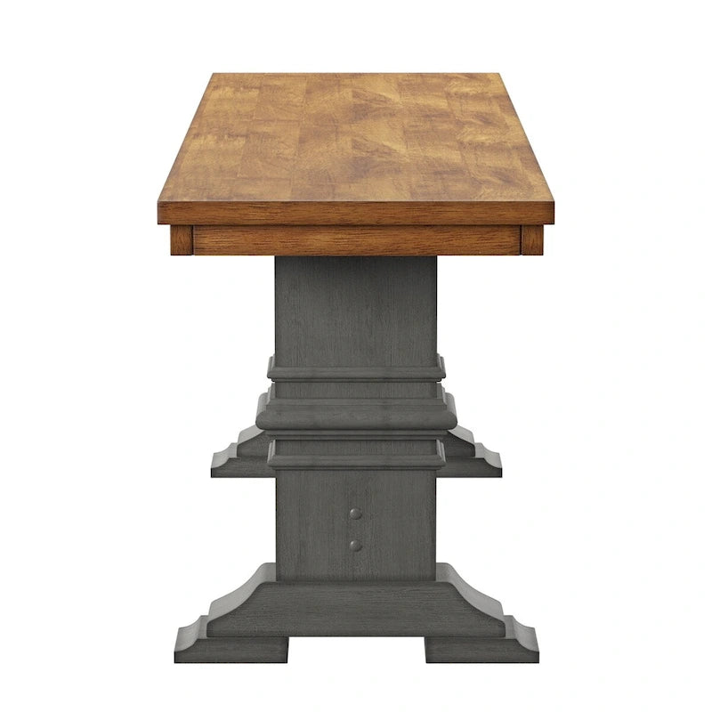 Eleanor Two-Tone Trestle Leg Wood Dining Bench