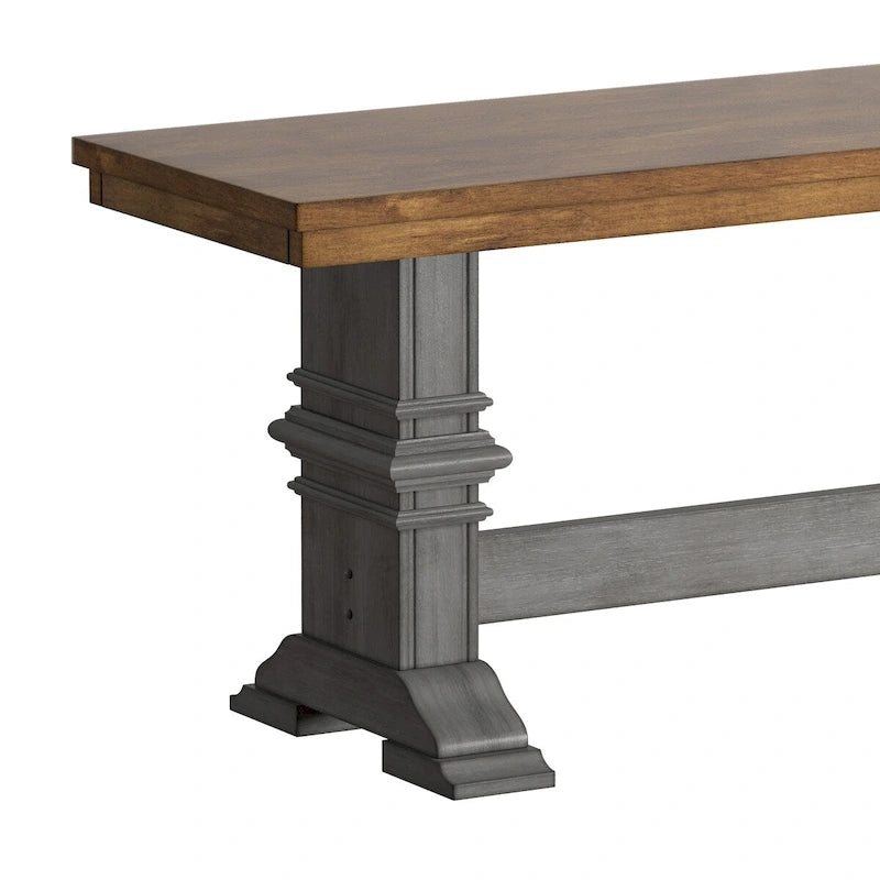Eleanor Two-Tone Trestle Leg Wood Dining Bench