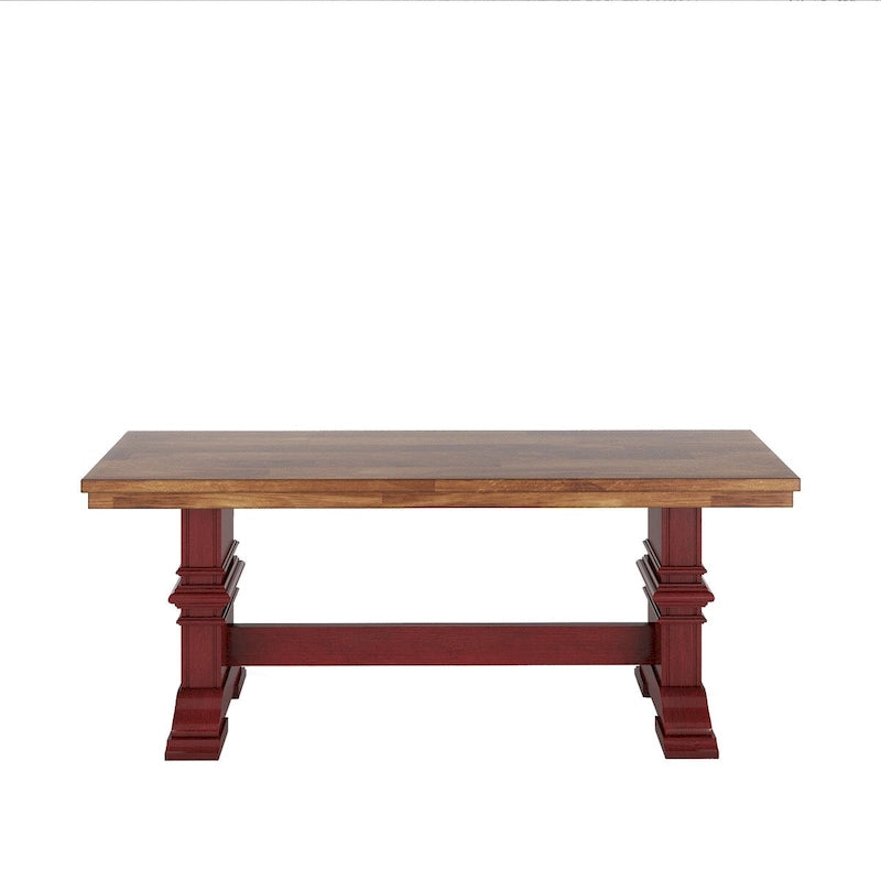 Eleanor Two-Tone Trestle Leg Wood Dining Bench