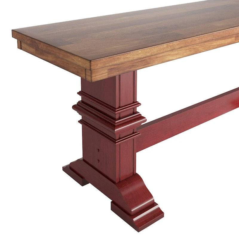 Eleanor Two-Tone Trestle Leg Wood Dining Bench