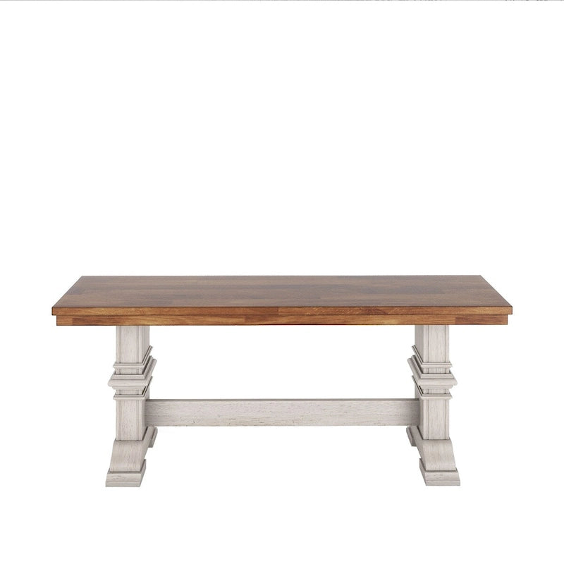Eleanor Two-Tone Trestle Leg Wood Dining Bench