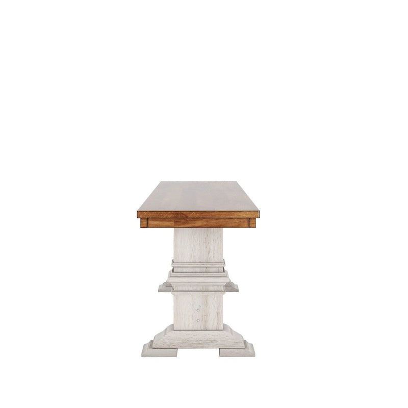 Eleanor Two-Tone Trestle Leg Wood Dining Bench