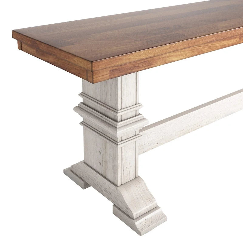 Eleanor Two-Tone Trestle Leg Wood Dining Bench