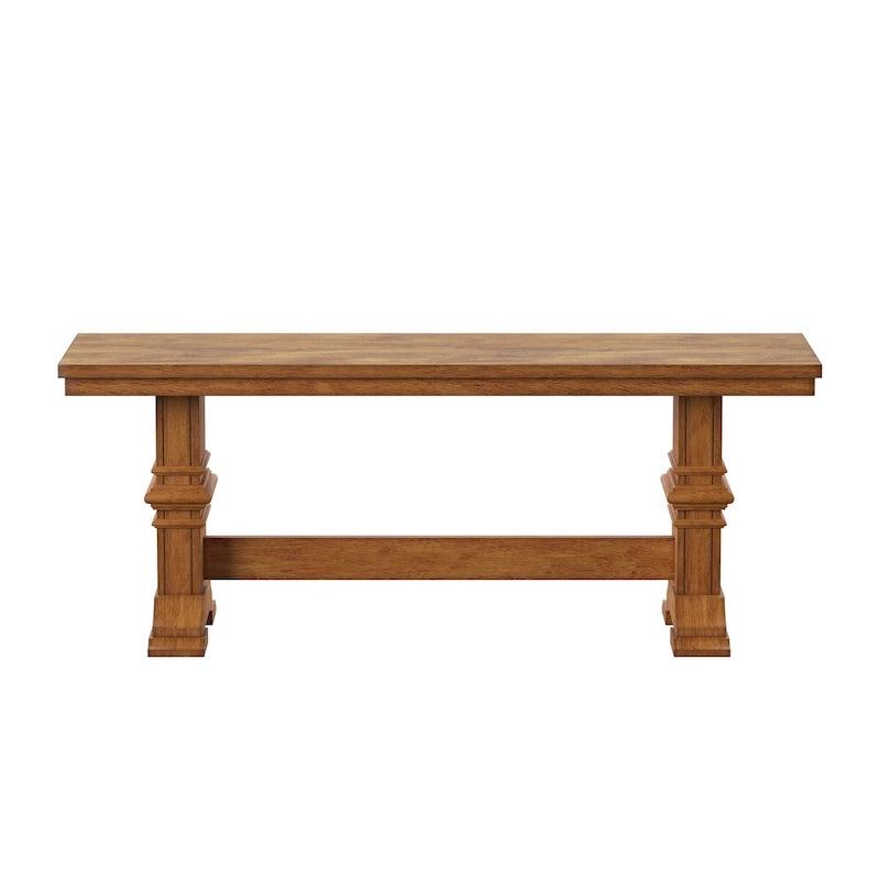 Eleanor Two-Tone Trestle Leg Wood Dining Bench