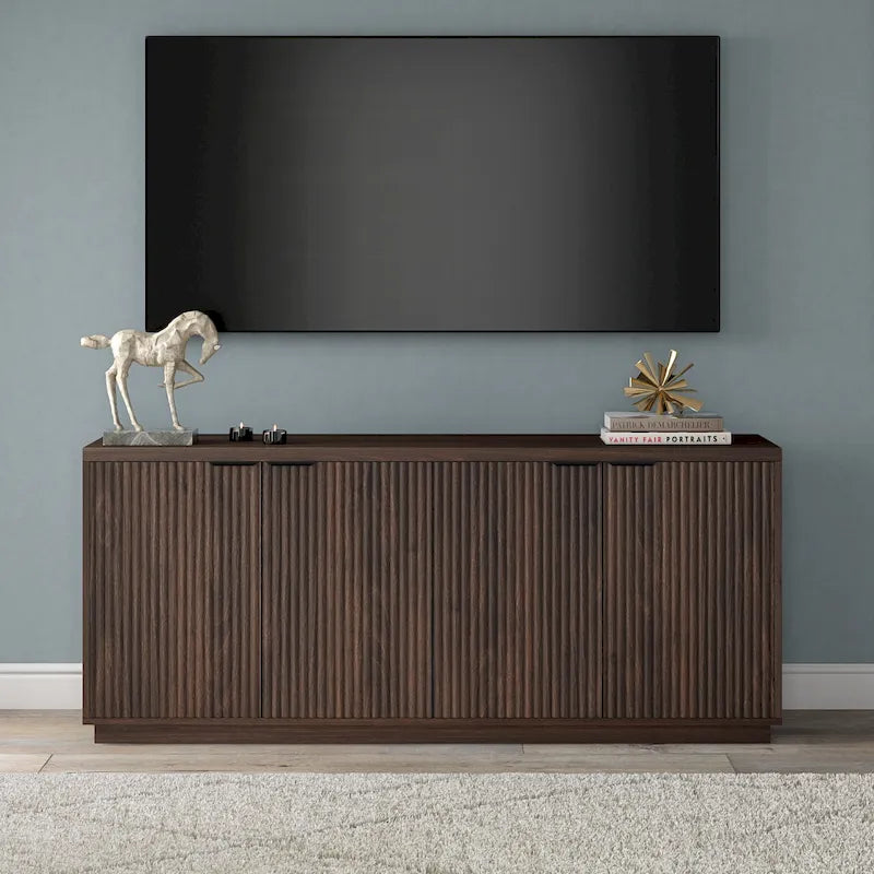 68-Inch Wide Rectangular Buffet Table with Enclosed Cabinets