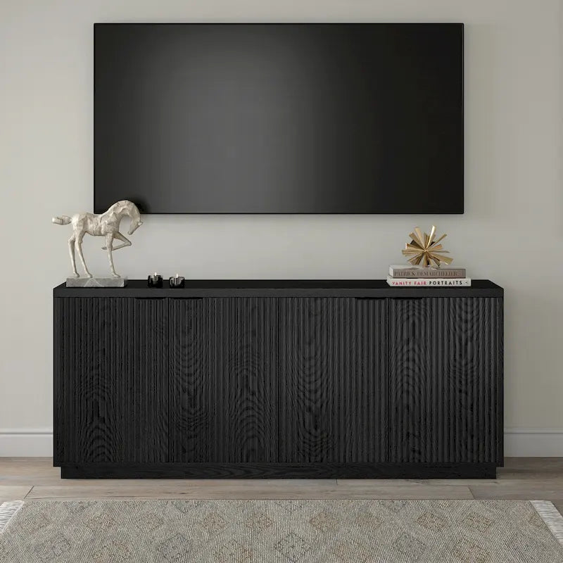 68-Inch Wide Rectangular Buffet Table with Enclosed Cabinets