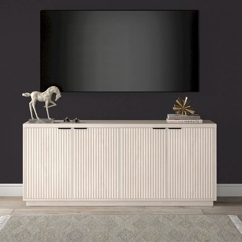 68-Inch Wide Rectangular Buffet Table with Enclosed Cabinets