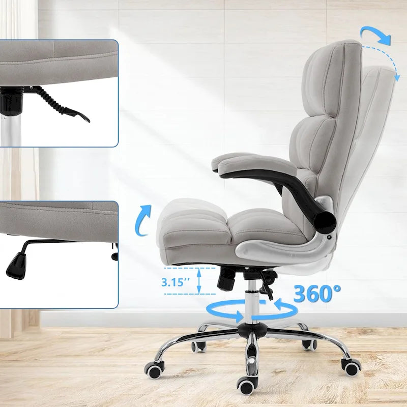 Velvet Executive Office Chair with Tilt Lock and Adjustable Height