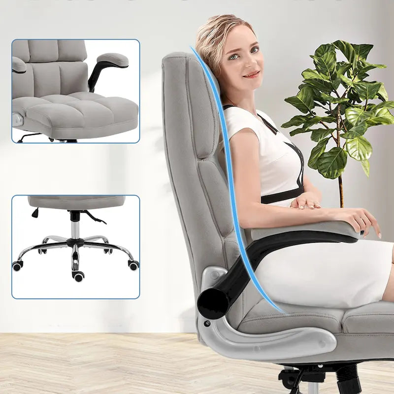 Velvet Executive Office Chair with Tilt Lock and Adjustable Height