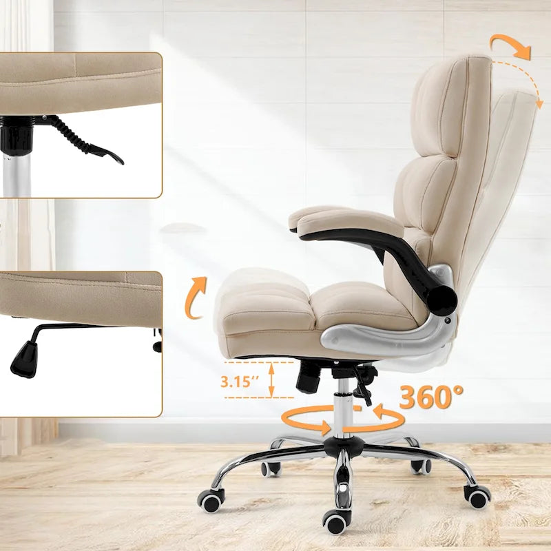 Velvet Executive Office Chair with Tilt Lock and Adjustable Height