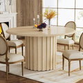 Round Dining Table for 4 with Metal Base for Dining Room Kitchen, Living Room (Chairs Not Included)