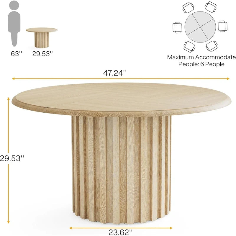 Round Dining Table for 4 with Metal Base for Dining Room Kitchen, Living Room (Chairs Not Included)