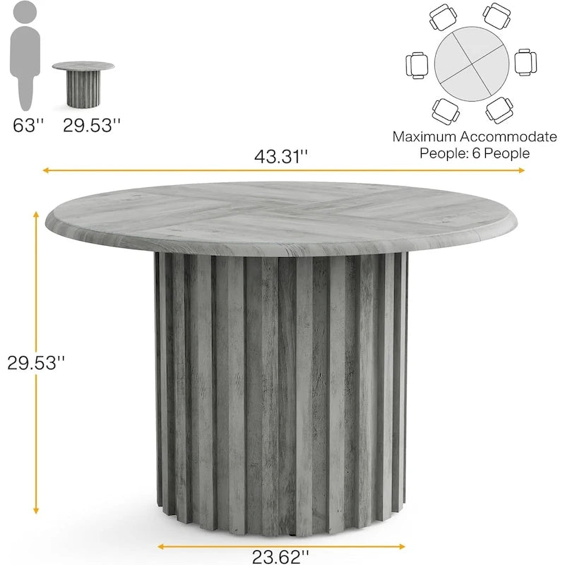 Round Dining Table for 4 with Metal Base for Dining Room Kitchen, Living Room (Chairs Not Included)