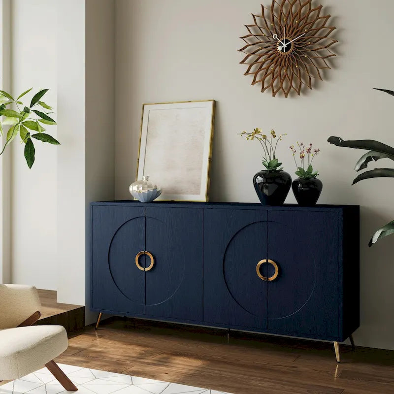Modern Lacquered 4-Door Wooden Sideboard Buffet Cabinet