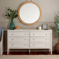 6-Drawer Wood Dresser with Round Gold Pulls