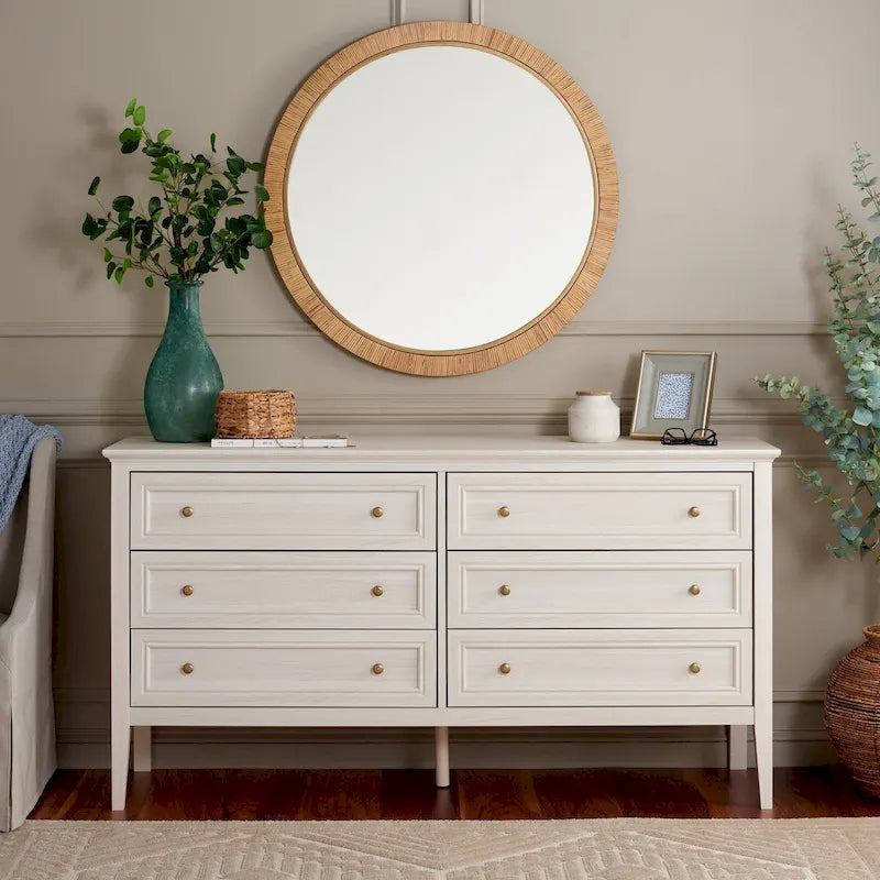 6-Drawer Wood Dresser with Round Gold Pulls