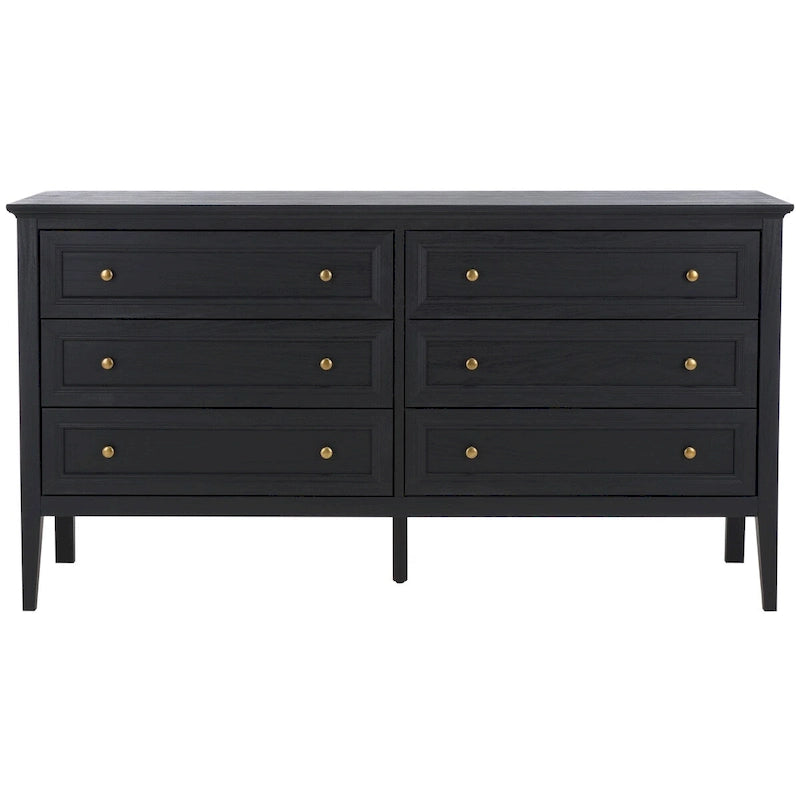 6-Drawer Wood Dresser with Round Gold Pulls