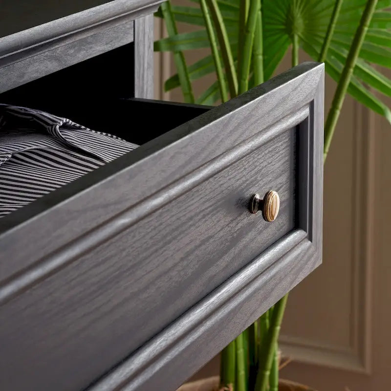 6-Drawer Wood Dresser with Round Gold Pulls