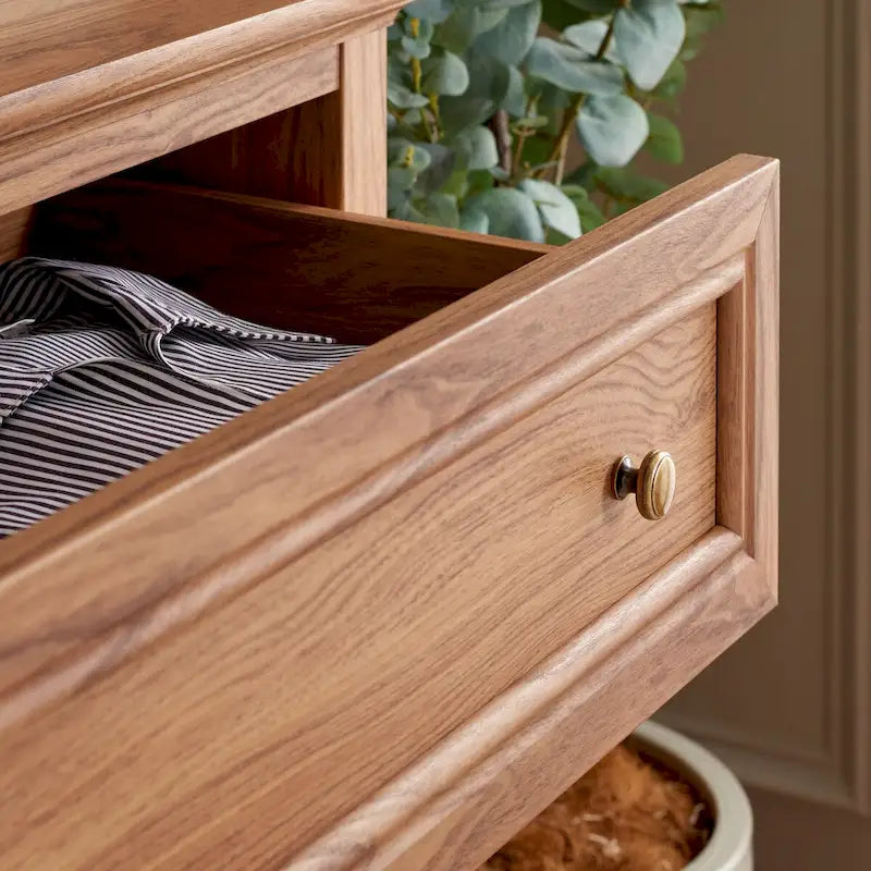 6-Drawer Wood Dresser with Round Gold Pulls