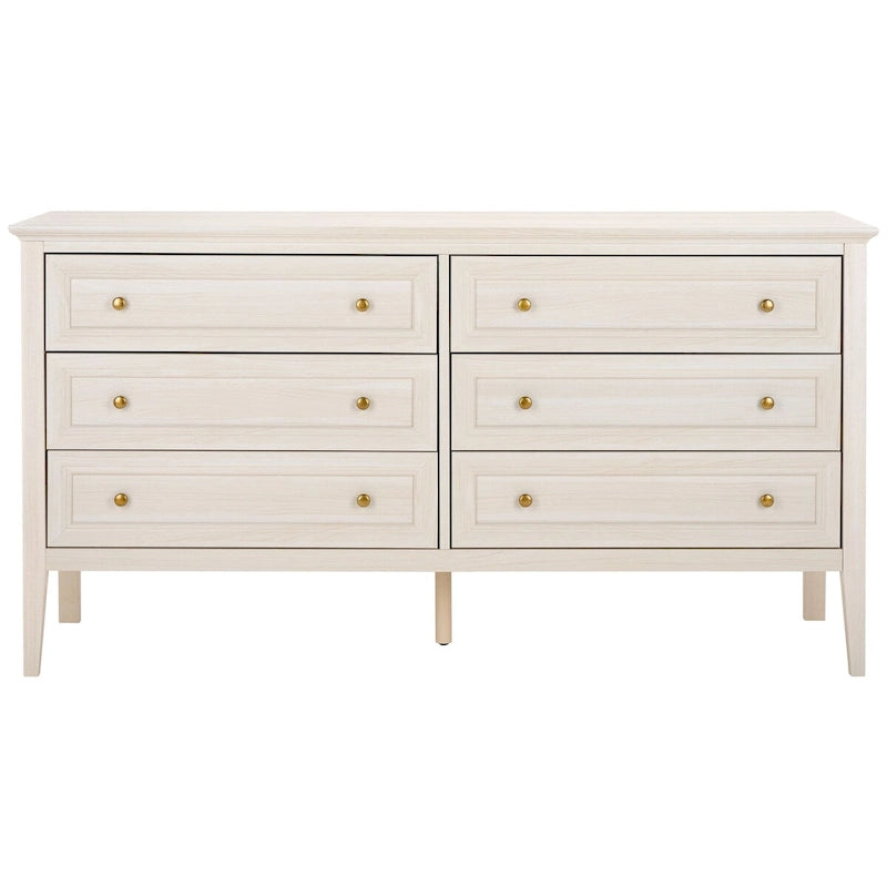 6-Drawer Wood Dresser with Round Gold Pulls