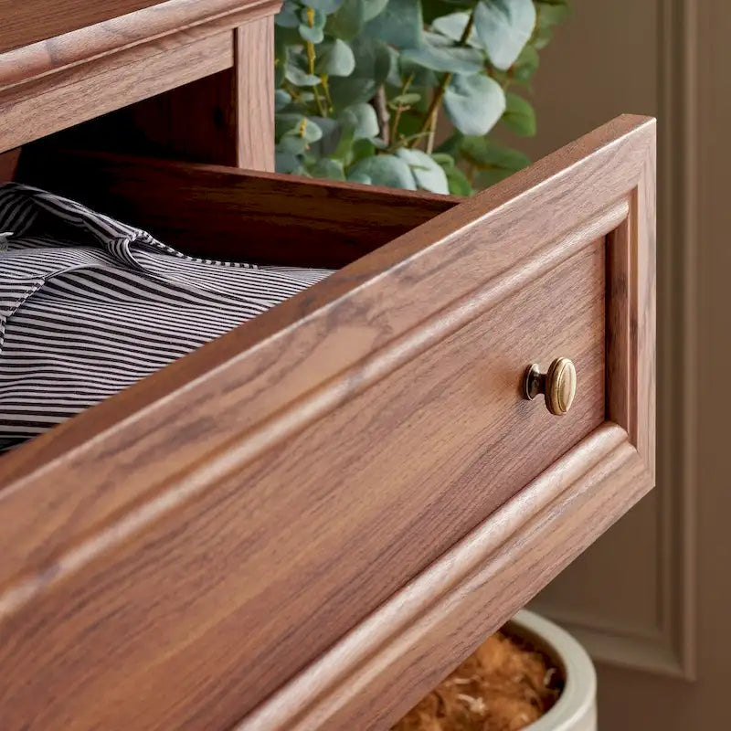 6-Drawer Wood Dresser with Round Gold Pulls