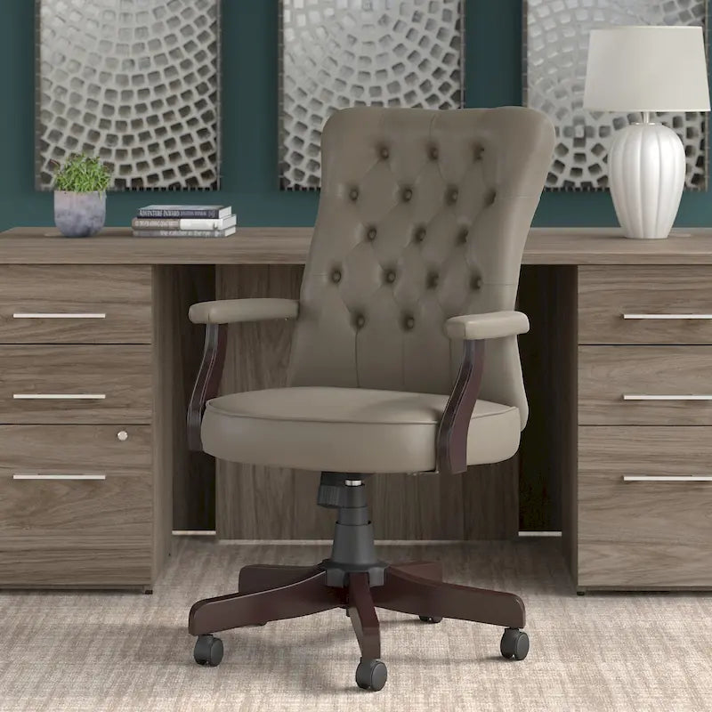 High Back Tufted Office Chair with Arms