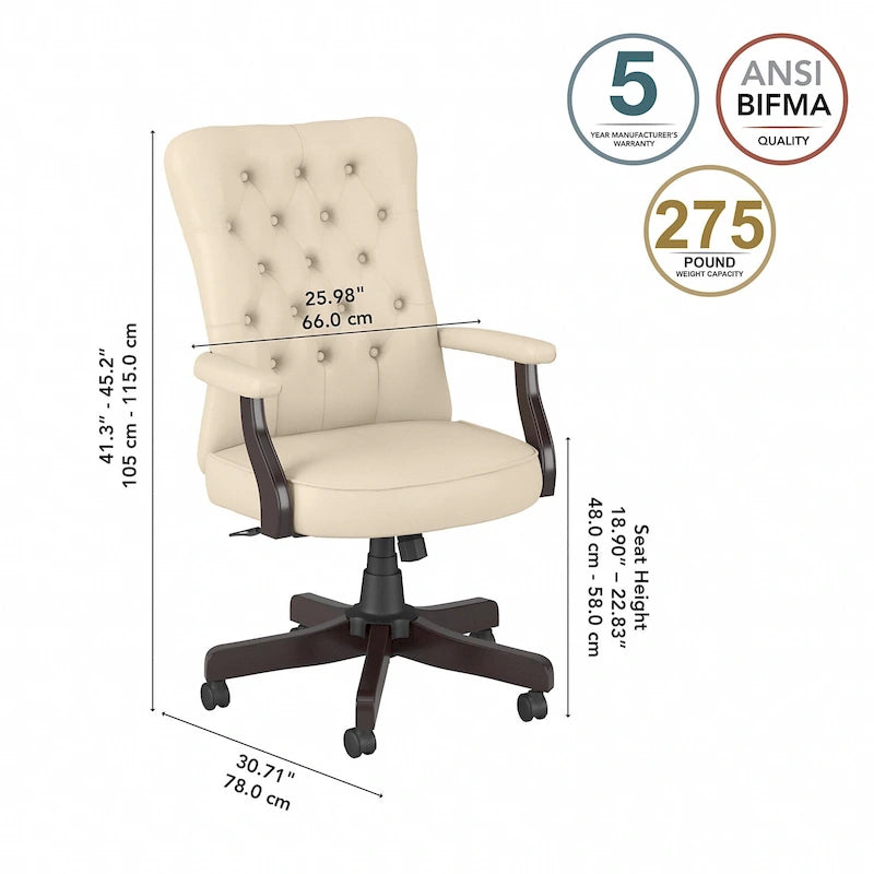 High Back Tufted Office Chair with Arms