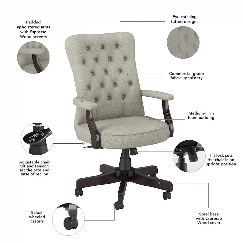High Back Tufted Office Chair with Arms