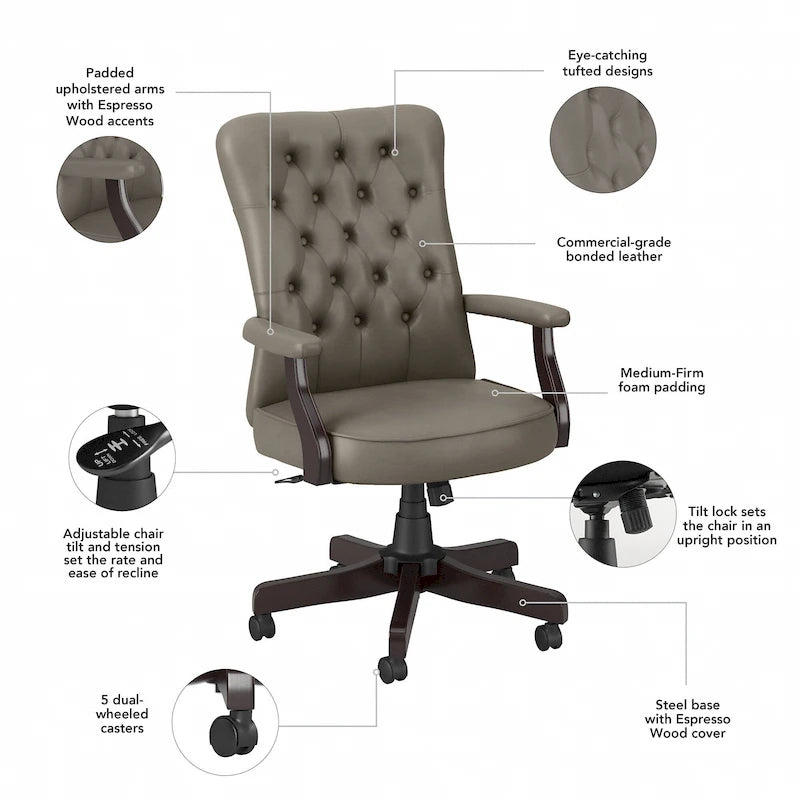 High Back Tufted Office Chair with Arms