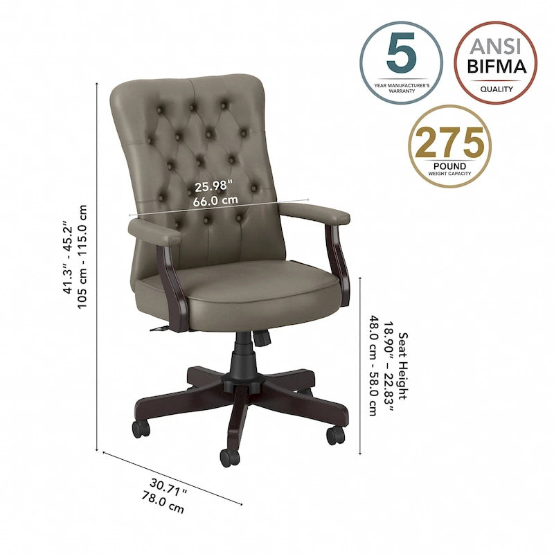 High Back Tufted Office Chair with Arms