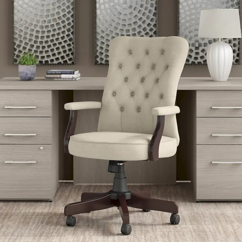 High Back Tufted Office Chair with Arms
