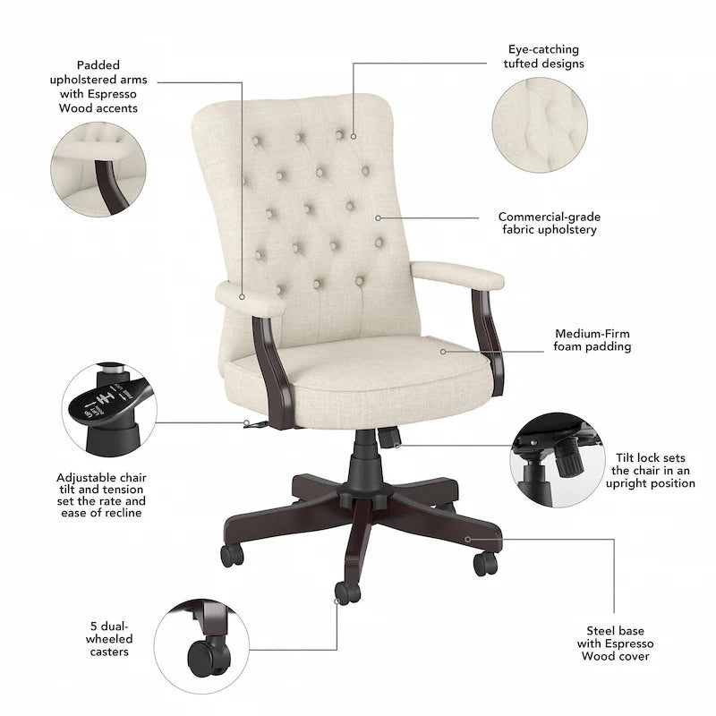 High Back Tufted Office Chair with Arms