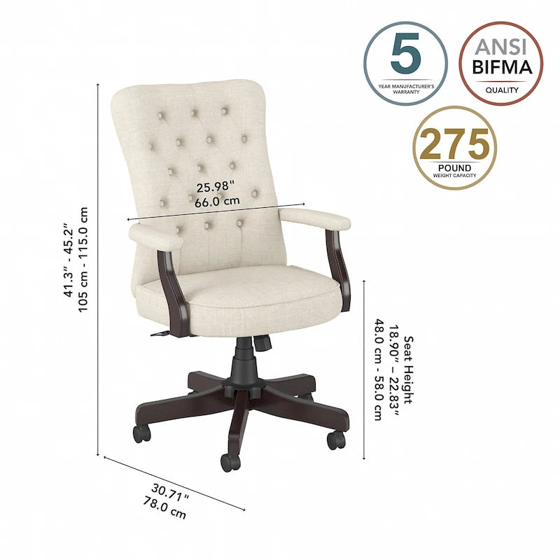 High Back Tufted Office Chair with Arms